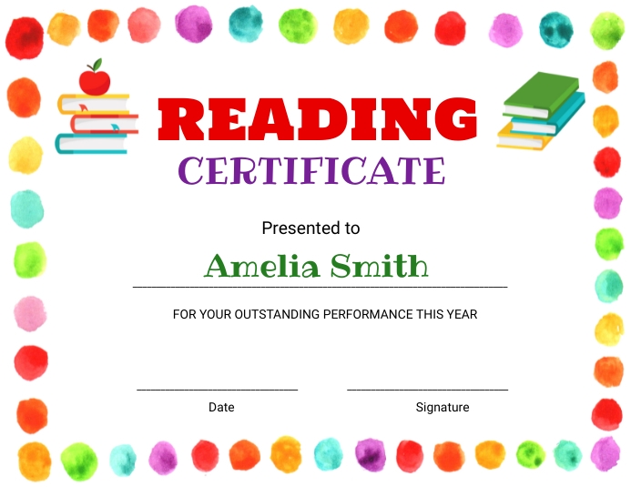 Editable Reading Certificate Ulotka (US Letter) template