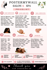 White Salon and Spa Pricelist Poster Template