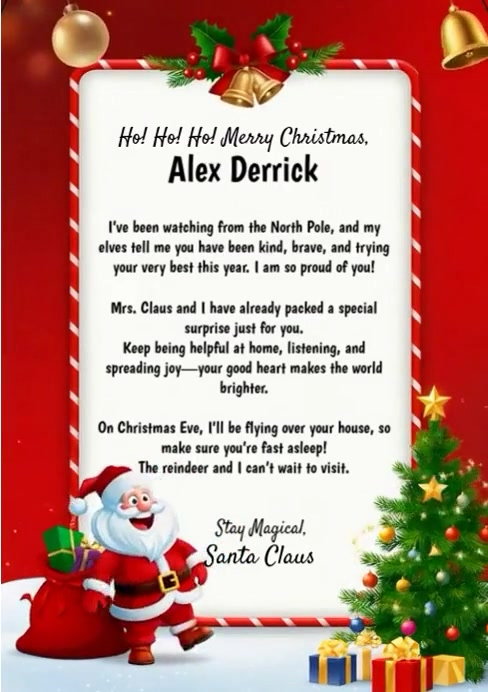Editable Santa Letter – Personalized Christmas Note for Kids Template ...