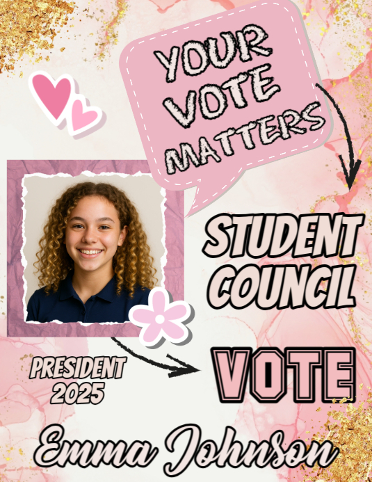 Editable School Election PosterStudent council posters Template ...