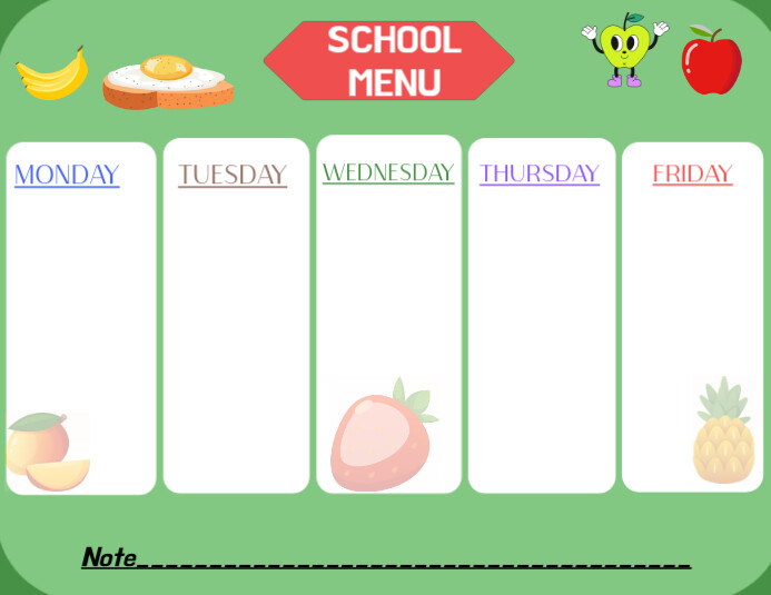 Editable School Menu design template Flyer (US Letter)