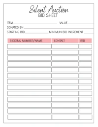 Editable Silent Auction Bid Sheet Flyer (US-Letter) template