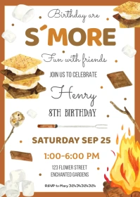 EDITABLE Smores Birthday Invitation A6 template
