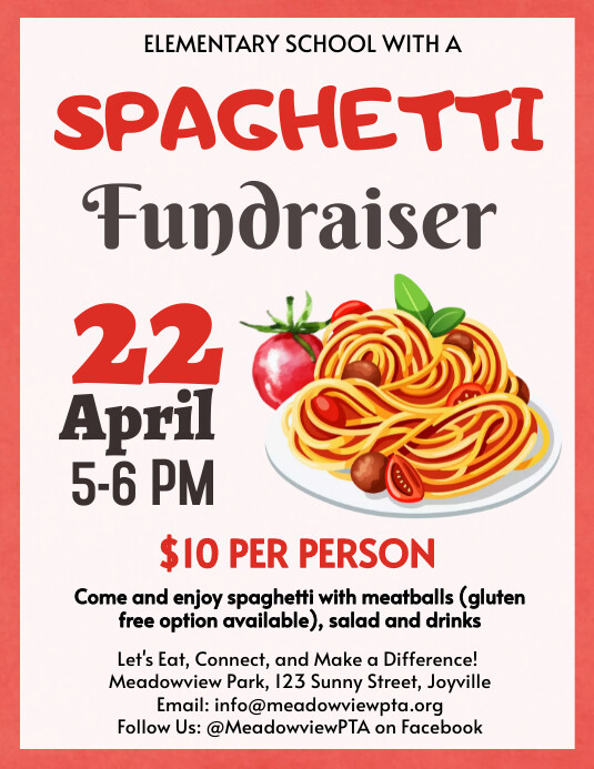 Editable Spaghetti Dinner Flyer Template PosterMyWall
