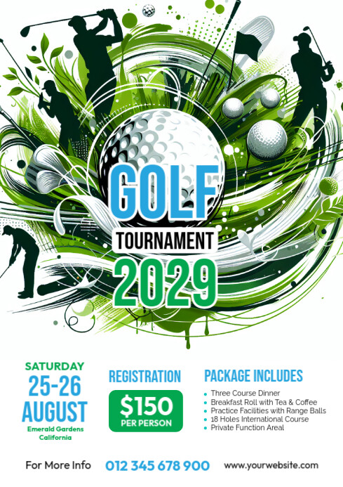 Editable Sports Design Professional Event Graphics Custom Golf Flyer ...
