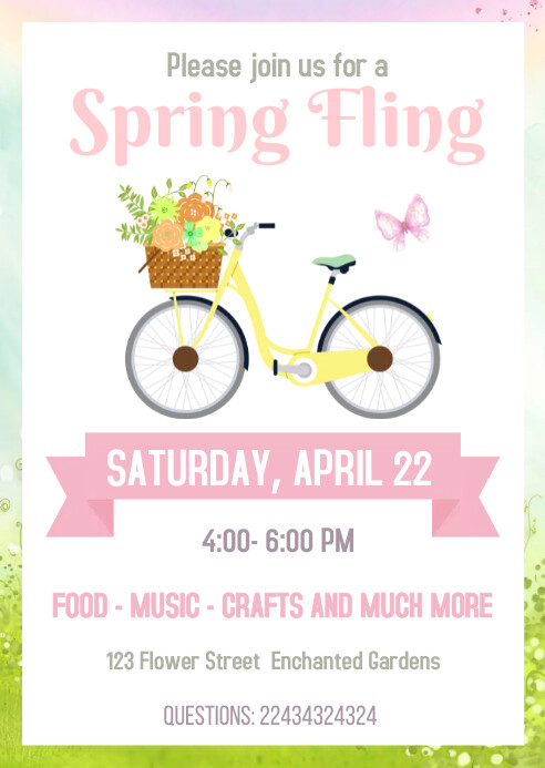 Editable Spring Fling Flyer, A6 template