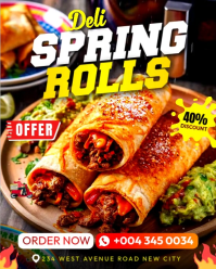 Editable Spring Rolls Promotion video poster background flyer template motion graphics restaurant di Instagram Portrait