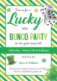 Editable St. Patrick's Day Bunco Party Invitation A6 template