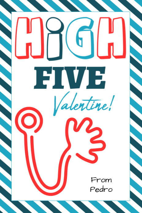 Editable Sticky Hand High Five Valentine's Day Printable Tags Transparent 4 stopy × 6 stóp template