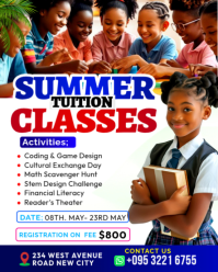 Editable Summer Tuition Classes children learning Program for kids and youths flyer template poster Instagram Portrait