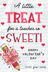 Editable Teacher Valentine's Day Gift Tag Printable Banner 4' × 6' template