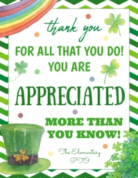 EDITABLE Thank You For All You Do st patricks day Flyer (US Letter) template