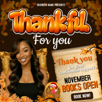 Editable Thankful Hair Stylist November Booking Flyer | Fall Beauty Promotion Template | Thank You C Instagram Post