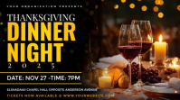 Editable Thanksgiving Dinner Invitation | Elegant Fall Feast Flyer Template Digital Display (16:9)