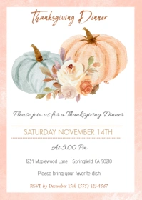 Editable Thanksgiving Dinner Invitation A6 template