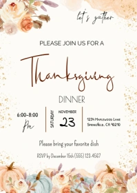 Editable Thanksgiving Dinner Invitation A6 template