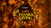 Editable Thanksgiving Dinner Invitation Video | Warm Autumn Leaves Animated Template Digital Display (16:9)