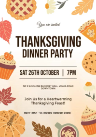 Editable Thanksgiving Dinner Party Invitation | Cozy Fall Feast Invite Template A4