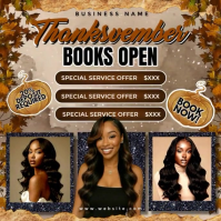 Editable Thanksvember Hair Stylist Booking Flyer | Fall Beauty Service Promotion Template Instagram Post