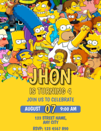 Editable The Simpsons Birthday Invitation Flyer (US Letter) template