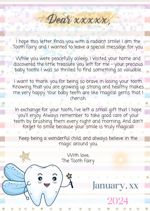 Image 1 for Tooth Fairy Template Letter