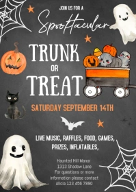 Editable Trunk or Treat Halloween Flyer A6 template