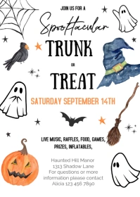 Editable Trunk or Treat Halloween Flyer A6 template