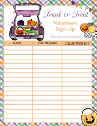 Editable Trunk or Treatl Volunteer Sign Up Sheet Flyer (US Letter) template