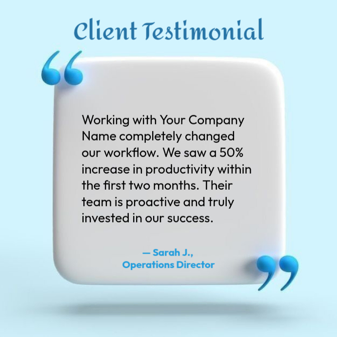 Client Testimonial Instagram Ad Template | PosterMyWall