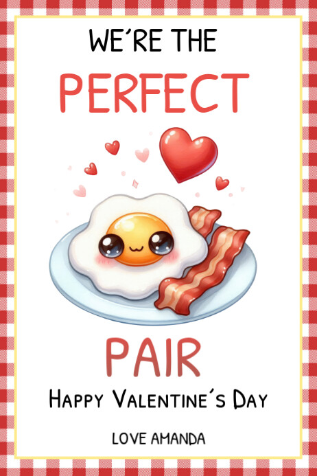 Editable Valentines Bacon and Eggs Gift Tag, Banner 4' × 6' template