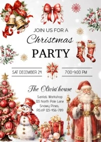 Editable video Christmas Party Invitation A6 template