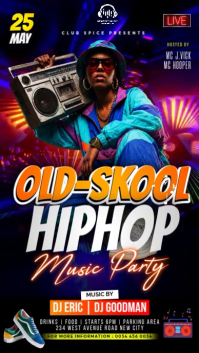 Editable Vintage OldSchool hiphop throwback Music Event old skool night club dj party boombox animat Indaba yaku-Instagram template