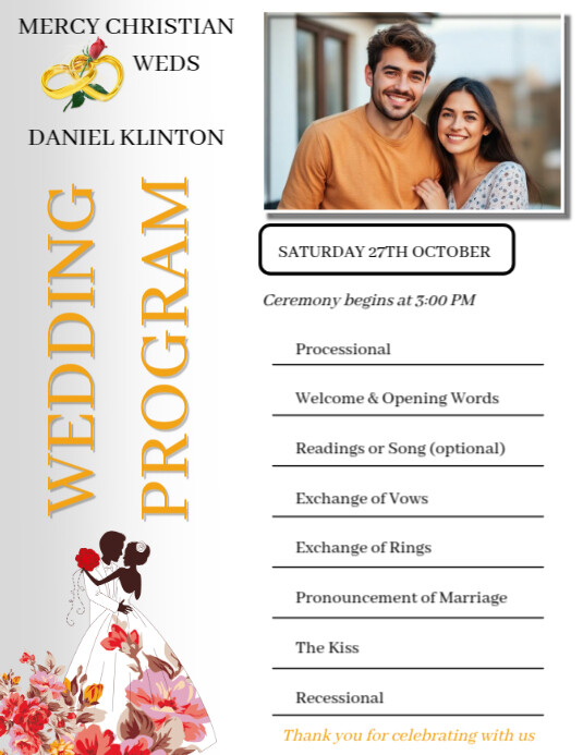 Editable Wedding Program Template | PosterMyWall