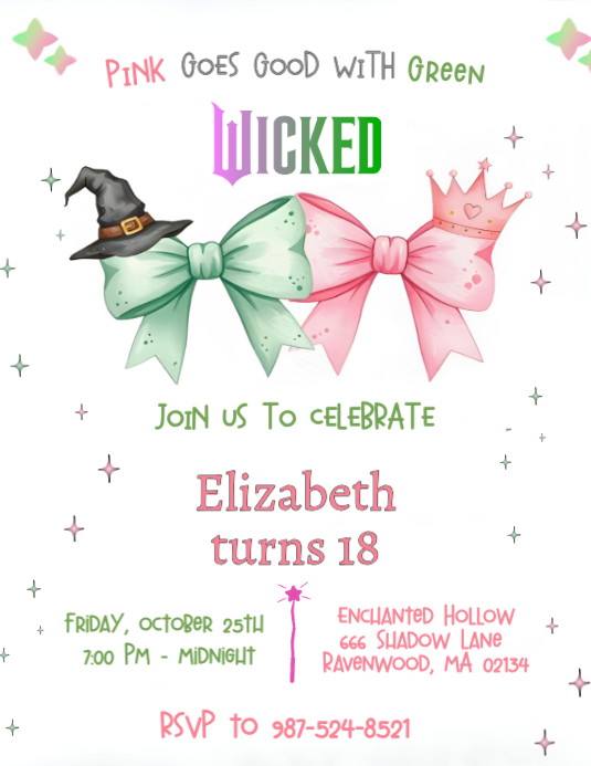 Downloadable Wicked Invitations Editable Wicked Birthday Invitation Template | PosterMyWall