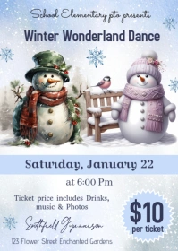 Editable Winter Dance Flyer Template, School Dance Party Invitation A6