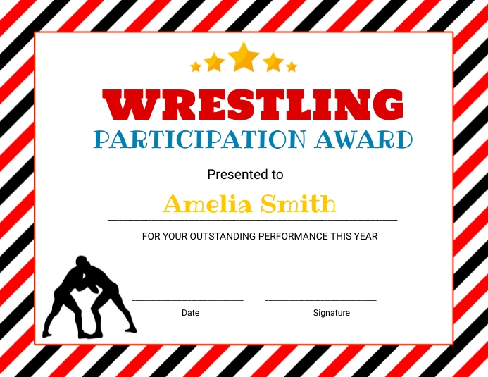 Copy of Editable Wrestling Award Certificate PosterMyWall