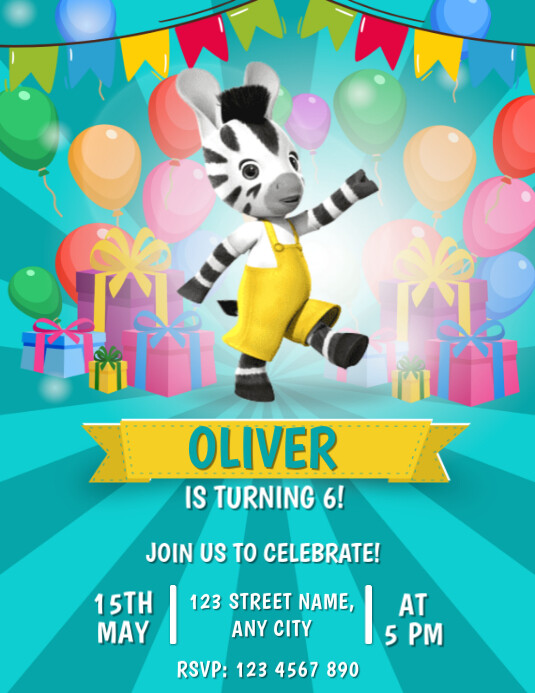 Editable Zou Birhtday invitation Flyer (US Letter) template