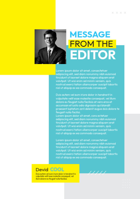 Editor Page. Examples editor's letter page template | PosterMyWall