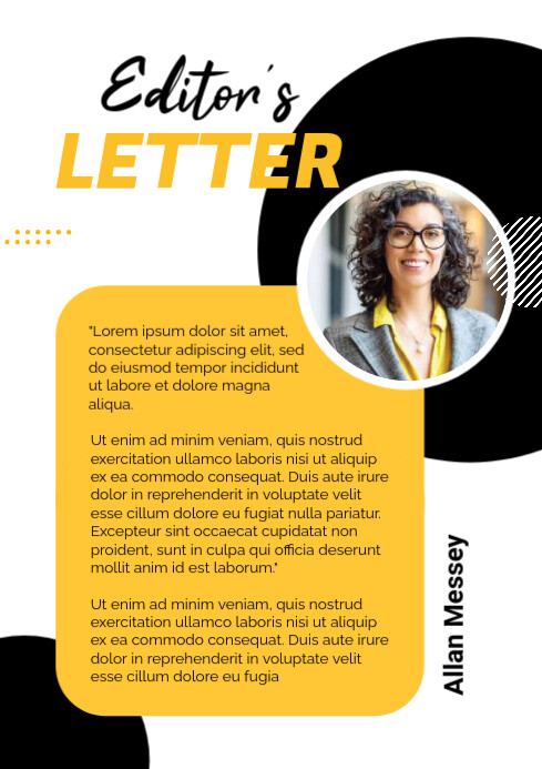 Edit Letter Format Editor's Letter Page Layout Template | PosterMyWall