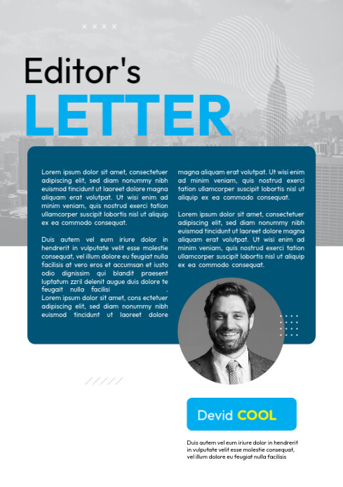Editorial Page Layout Template for Magazine Design and Editor's Notes ...