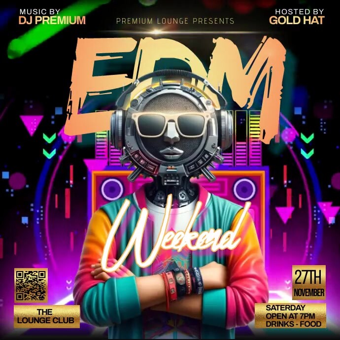edm concert event party night template Publicação no Instagram