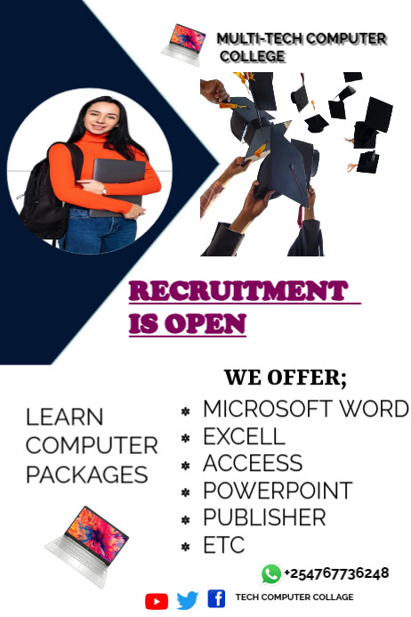 EDUCATION, SCHOOL, COMPUTER COLLEGE Template | PosterMyWall