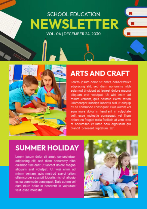 Educational Newsletter Template A4