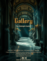 Eerie Gothic Art Gallery Halloween Flyer Template Ulotka (US Letter)