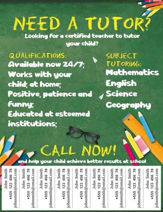 Tutor Services Template with Tabs PosterMyWall