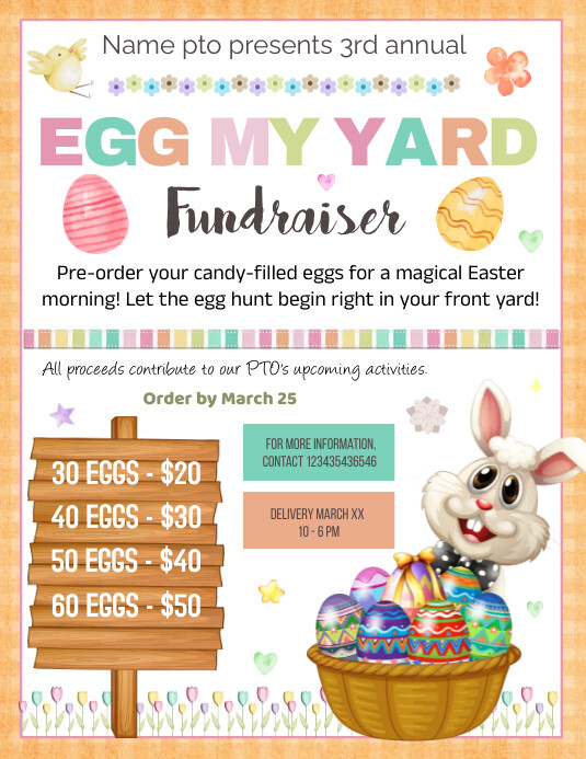 Egg My Yard Fundraiser printable, Volante (Carta US) template