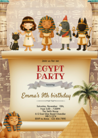 Egypt kids party Invitation A6 template