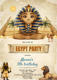 Jaune Egyptian Birthday Party A6 Template