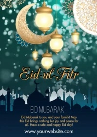 Green Wishes Eid Mubarak Video A1 template
