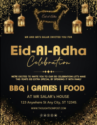 Eid al Adha Celebration Invitation Flyer. Løbeseddel (US Letter) template